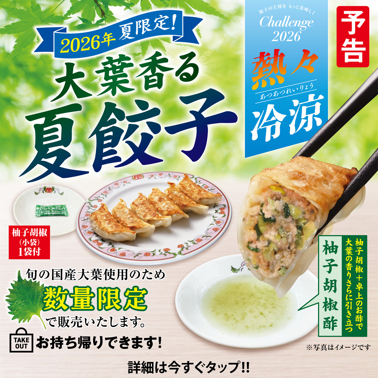 7月3日　季節限定「夏餃子」販売開始!!